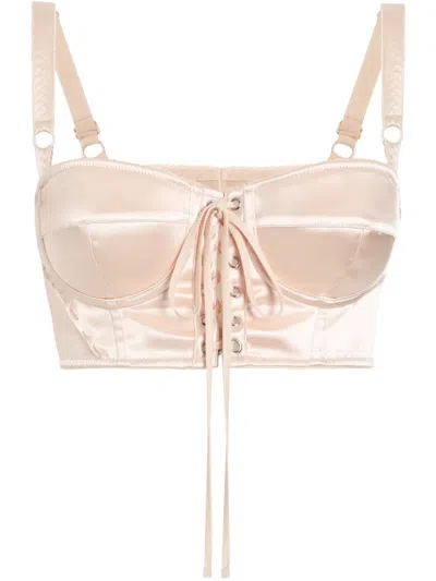 Dolce & Gabbana Lace-up Satin Corset In Pink