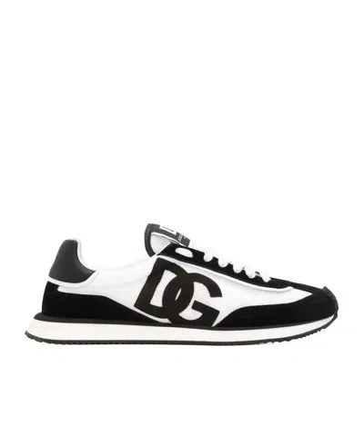 Dolce & Gabbana Dg Cushion Suede And Mesh Low-top Sneakers In Gray