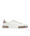 Dolce & Gabbana Portofino Yatch Sneakers In Calfskin Color White And Dove Grey In White