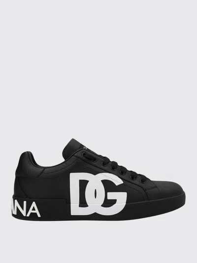 Dolce & Gabbana Lace-up Sneakers With Logo In Black