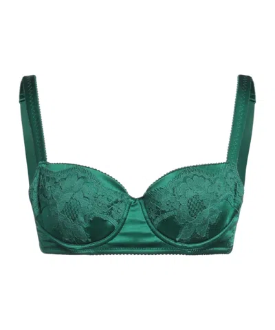 Dolce & Gabbana Lace V-neck Bra In Green