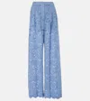 Dolce & Gabbana Flared Floral Lace Pants In Blue