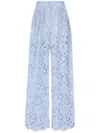Dolce & Gabbana Flared Floral Lace Pants In Blue