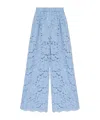 Dolce & Gabbana Flared Floral Lace Pants In Blue