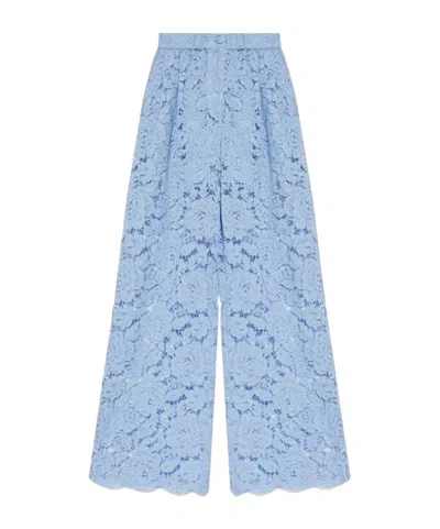 DOLCE & GABBANA DOLCE  GABBANA DG LOGO FLARED FLORAL CORDONETTO LACE PANTS