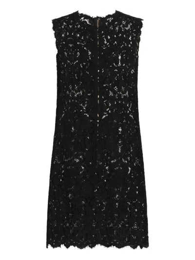 Dolce & Gabbana Lace Zip-fastening Mini Dress In Black