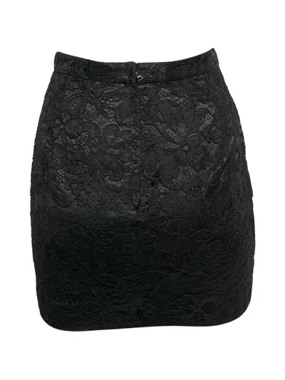 Pre-owned Dolce & Gabbana Lace Zip-up Miniskirt In Black