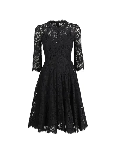 Pre-owned Dolce & Gabbana Laced Midi Dress In Black