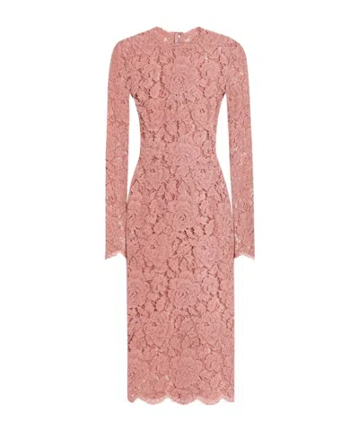 DOLCE & GABBANA DOLCE  GABBANA BRANDED FLORAL CORDONETTO LACE SHEATH DRESS