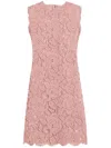 Dolce & Gabbana Floral Lace Overlay Dress With Scalloped Hem In Pink
