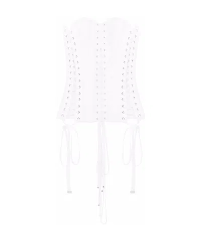 Dolce & Gabbana Lace-detail Cotton Corset In White