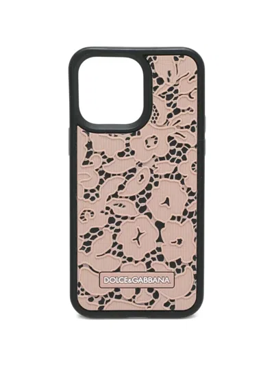 Pre-owned Dolce & Gabbana Lace-effect Iphone 14 Pro Max Case In Pink