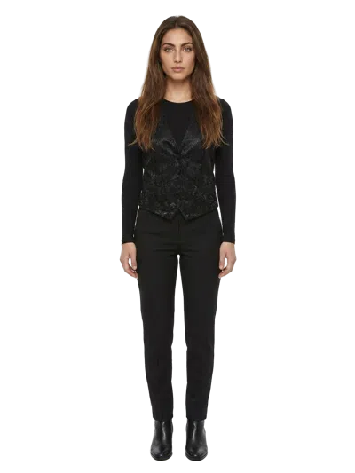 Dolce & Gabbana Lace-embellished Cotton Blend Waistcoat In Black