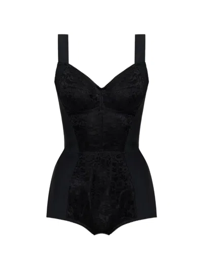 Dolce & Gabbana Lace-insert Bodysuit In Black