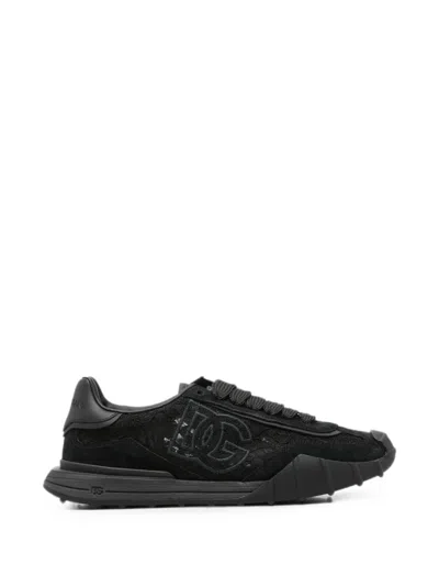 Dolce & Gabbana Lace-panelled Sneakers In Black