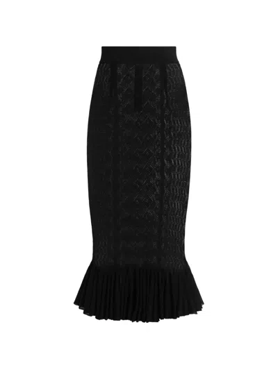 Dolce & Gabbana Lace-stitch Knit Skirt In Black