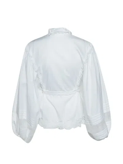Pre-owned Dolce & Gabbana Lace-trim Ruffled Blouse In White