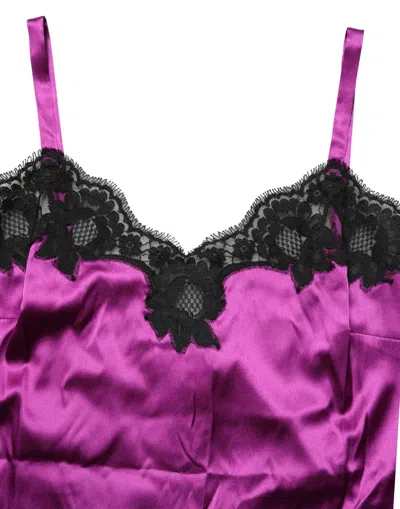 Dolce & Gabbana Lace-trim Silk Camisole In Purple