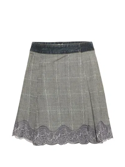 Pre-owned Dolce & Gabbana Lace-trim Wrap Skirt In Gray