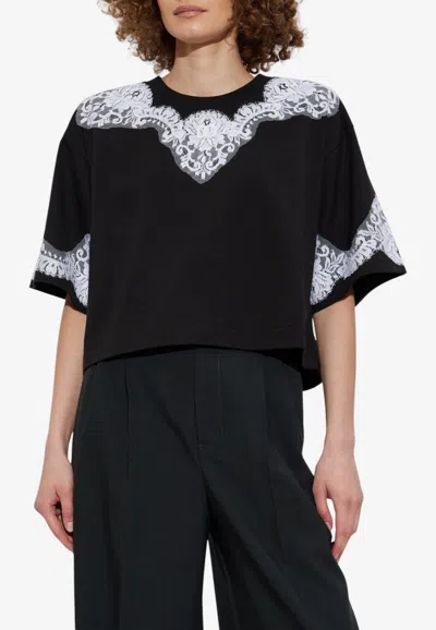 Dolce & Gabbana Lace-trimmed Boxy Top In Black