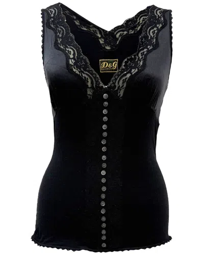 Dolce & Gabbana Lace-trimmed Camisole Top In Black