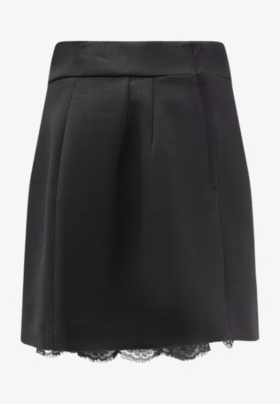 Dolce & Gabbana Lace-trimmed Mini Skirt In Black