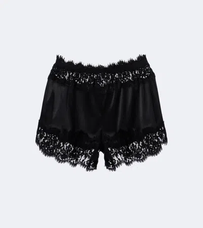 Dolce & Gabbana Lace-trimmed Silk And Cotton-blend Shorts In Black