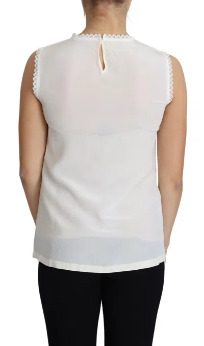 Dolce & Gabbana Lace-trimmed Silk Blouse In White