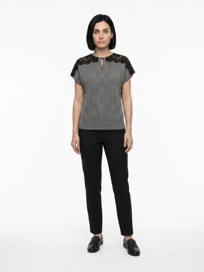 Dolce & Gabbana Lace-trimmed Silk-blend Blouse In Gray