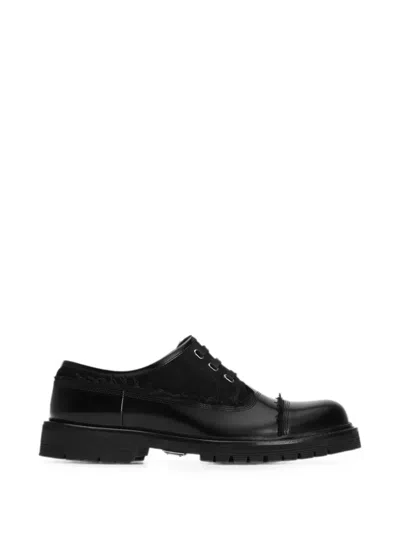 Dolce & Gabbana Leather Paneled Derby Shoes In Black