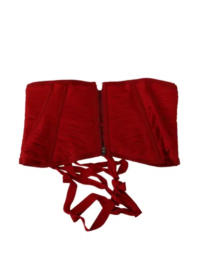Dolce & Gabbana Lace-up Silk Corset In Red