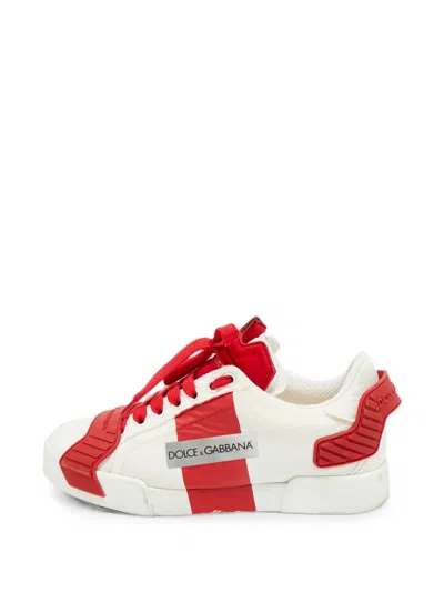 Pre-owned Dolce & Gabbana Lace-up Sneakers In White