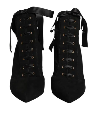 Dolce & Gabbana Lace-up Stiletto Heel Boot In Animal Print