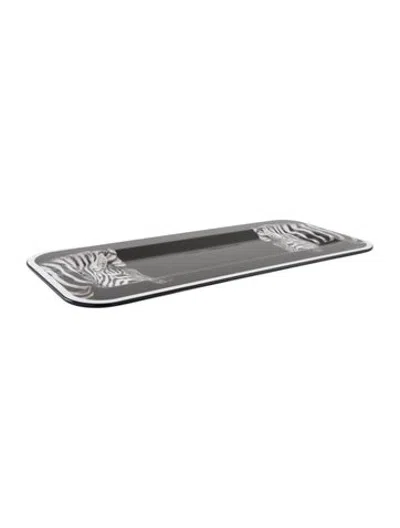 Pre-owned Dolce & Gabbana Lacquer Zebra Tray In Black