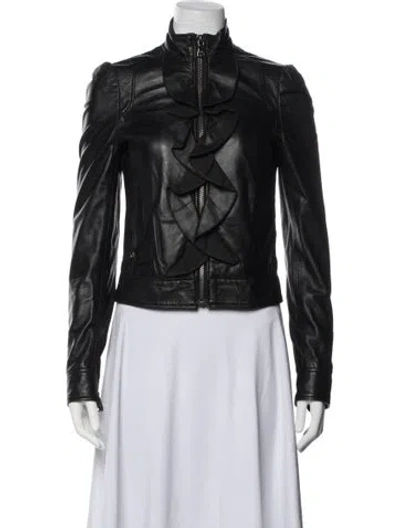 Pre-owned Dolce & Gabbana Lamb Leather Biker Jacket In Black