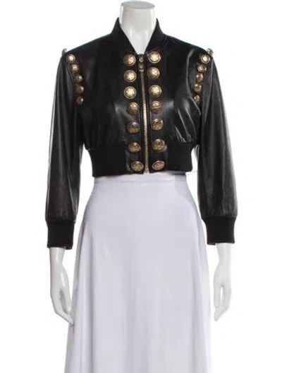 Pre-owned Dolce & Gabbana Lamb Leather Bomber Jacket In Multi