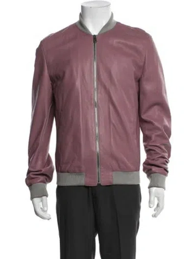 Pre-owned Dolce & Gabbana Lamb Leather Bomber Jacket In Purple