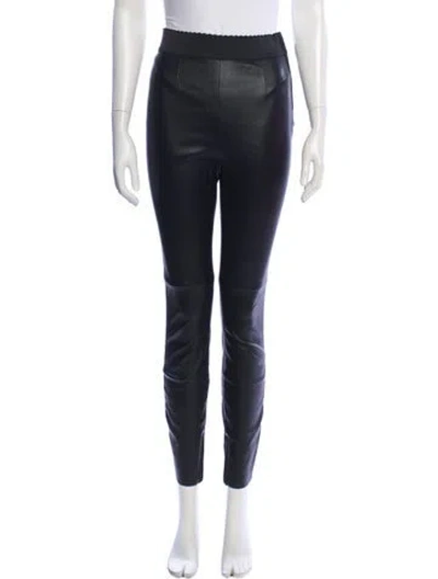 Pre-owned Dolce & Gabbana Lamb Leather Skinny Leg Pants In Blue