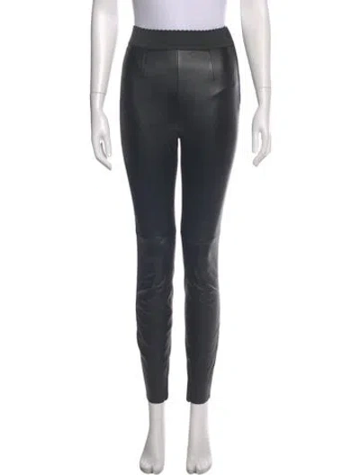 Pre-owned Dolce & Gabbana Lamb Leather Skinny Leg Pants In Gray