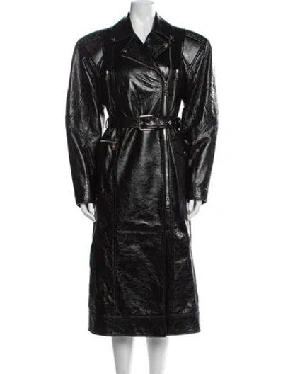 Pre-owned Dolce & Gabbana Lamb Leather Trench Coat In Black