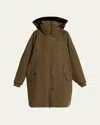Dolce & Gabbana Lamb Shearling Lined Oversized Hooded Bomber Jacket In Green