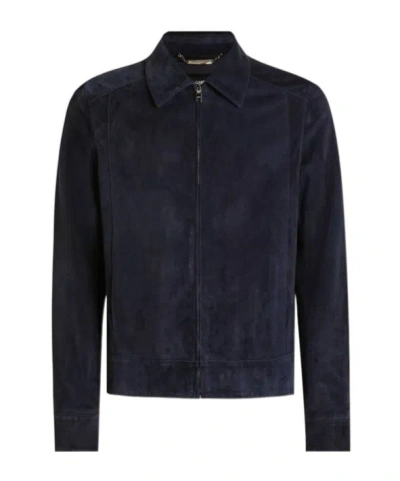 Dolce & Gabbana Lamb-suede Jacket In Blue