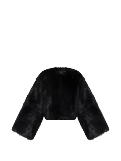 Dolce & Gabbana Lamb-fur Cropped Coat In Black