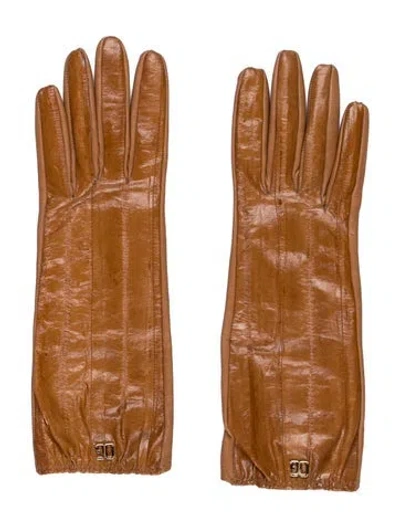 Pre-owned Dolce & Gabbana Lambskin And Eel Gloves In Neutrals