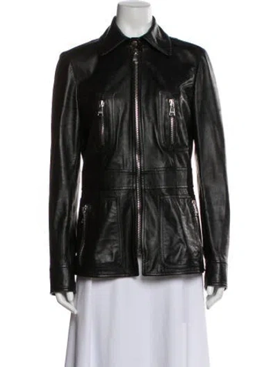 Pre-owned Dolce & Gabbana Lambskin Biker Jacket In Black