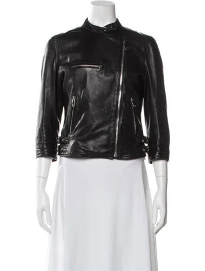 Pre-owned Dolce & Gabbana Lambskin Biker Jacket In Black