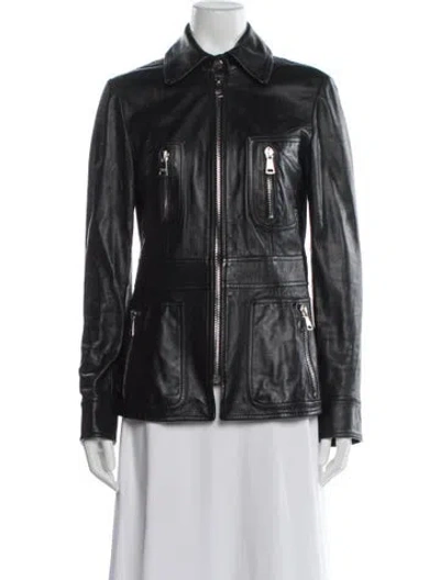 Pre-owned Dolce & Gabbana Lambskin Biker Jacket In Black