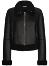 Dolce & Gabbana Shearling Trim High Collar Jacket In Black
