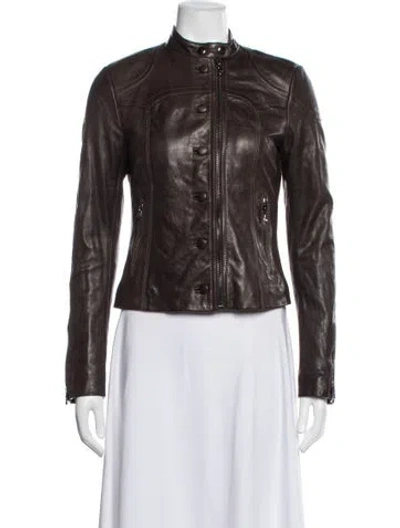Pre-owned Dolce & Gabbana Lambskin Biker Jacket In Brown