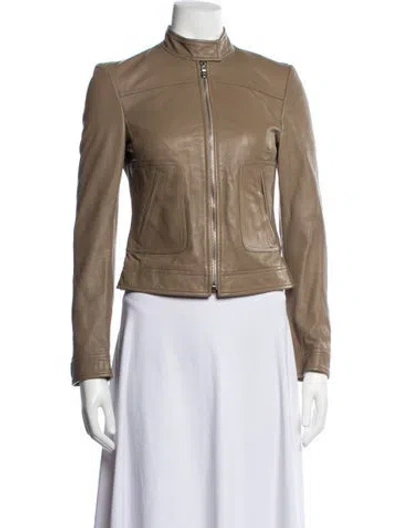 Pre-owned Dolce & Gabbana Lambskin Biker Jacket In Brown